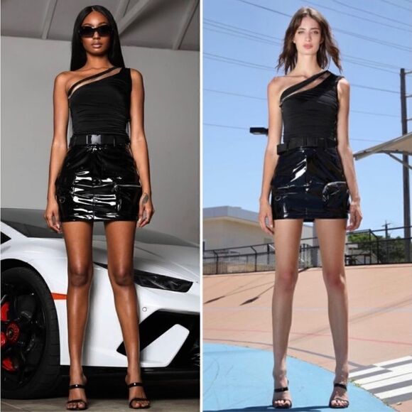 I.AM.GIA‎ Edam Skirt Vegan Leather Belted Zipped Storage Pocket Edgy Small Black - Picture 7 of 12